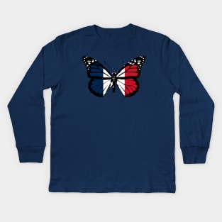 France Monarch Butterfly Flag of France To Celebrate Bastille Day National Day of France Country Kids Long Sleeve T-Shirt